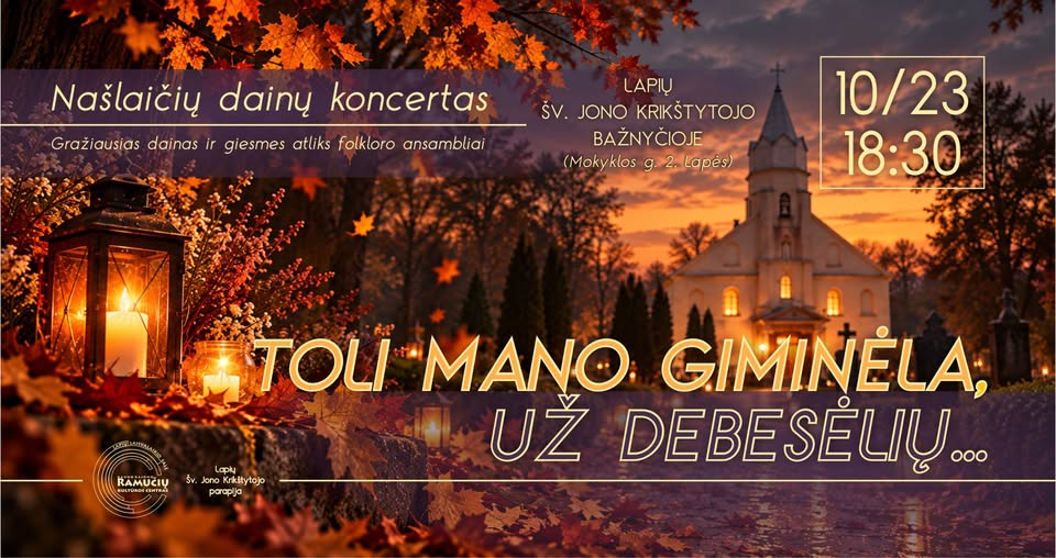 Regioninis našlaičių dainų koncertas „Toli mano giminėla už debesėlių“ plakatas